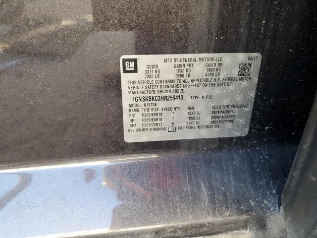 2017 Chevrolet Tahoe K1500 Lt VIN: 1GNSKBKC3HR256413 Lot: 61865604