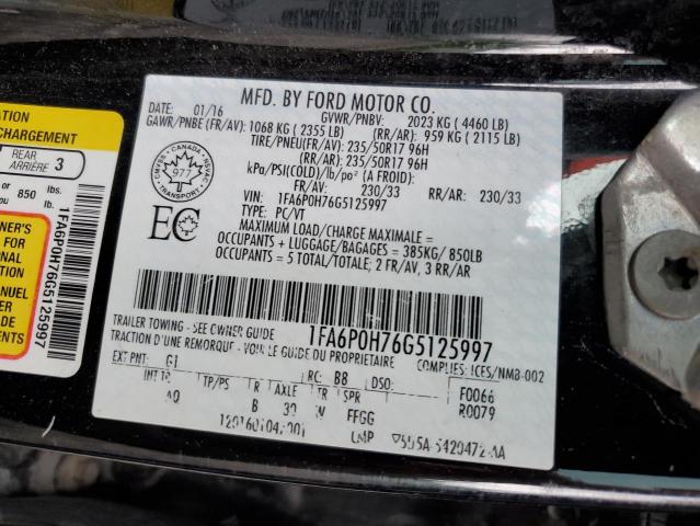 2016 FORD FUSION SE - 1FA6P0H76G5125997