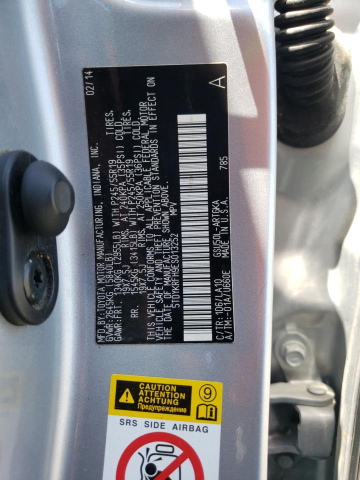 5TDYKRFH9ES013252 2014 Toyota Highlander Limited