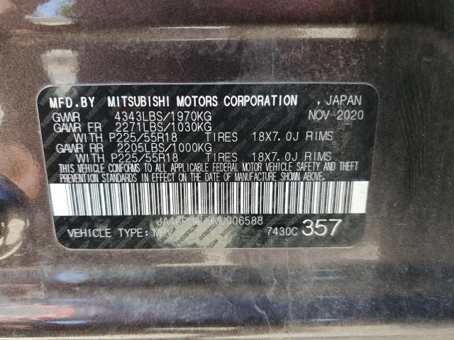 2021 MITSUBISHI OUTLANDER - JA4APUAU9MU006588
