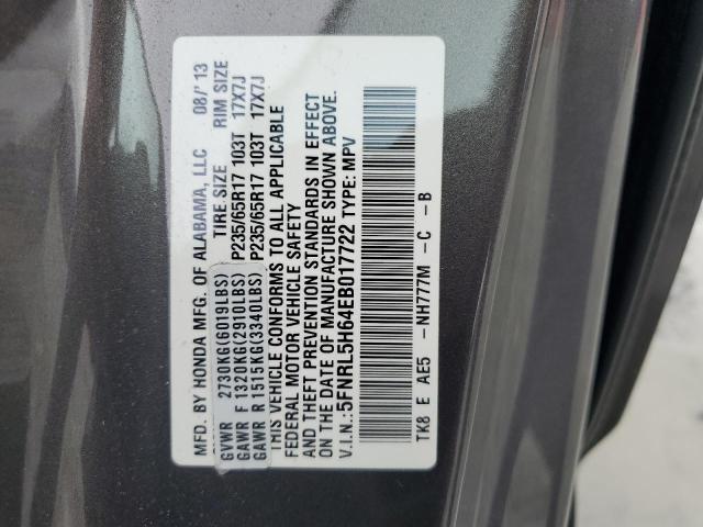 VIN 5FNRL5H64EB017722 2014 Honda Odyssey, Exl no.13