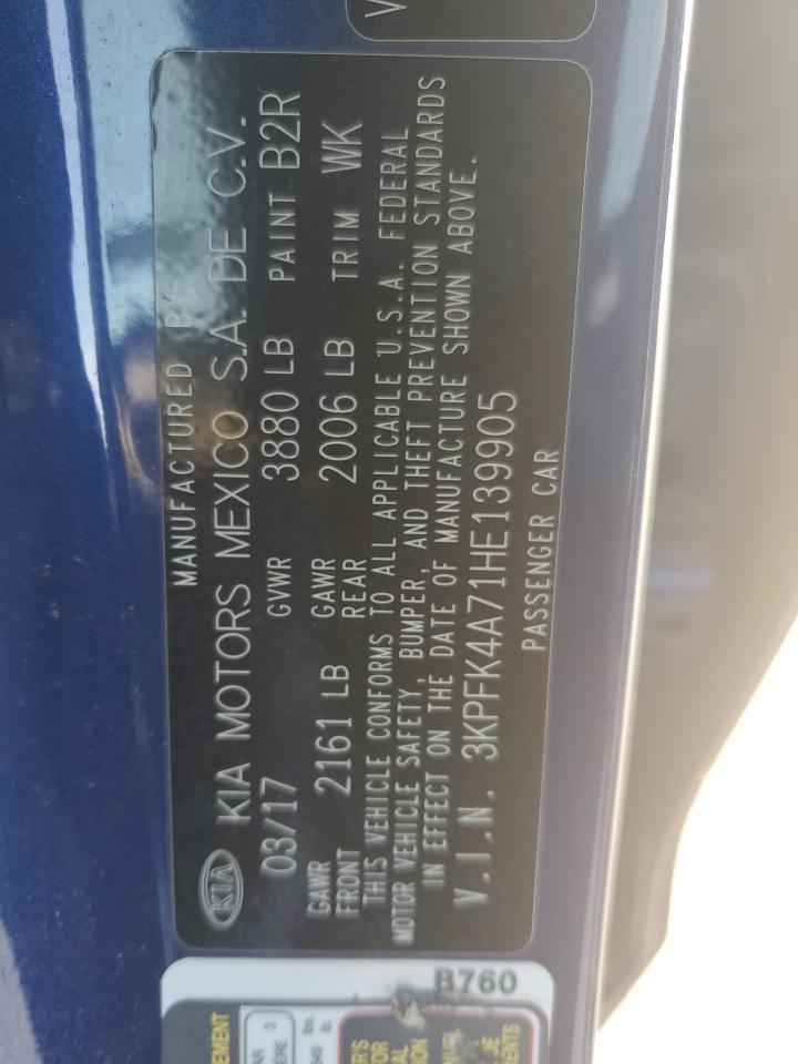 3KPFK4A71HE139905 2017 Kia Forte Lx