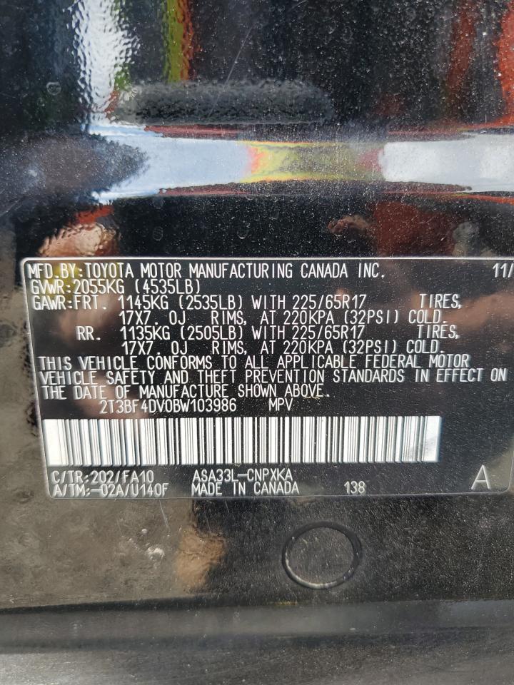 2T3BF4DV0BW103986 2011 Toyota Rav4