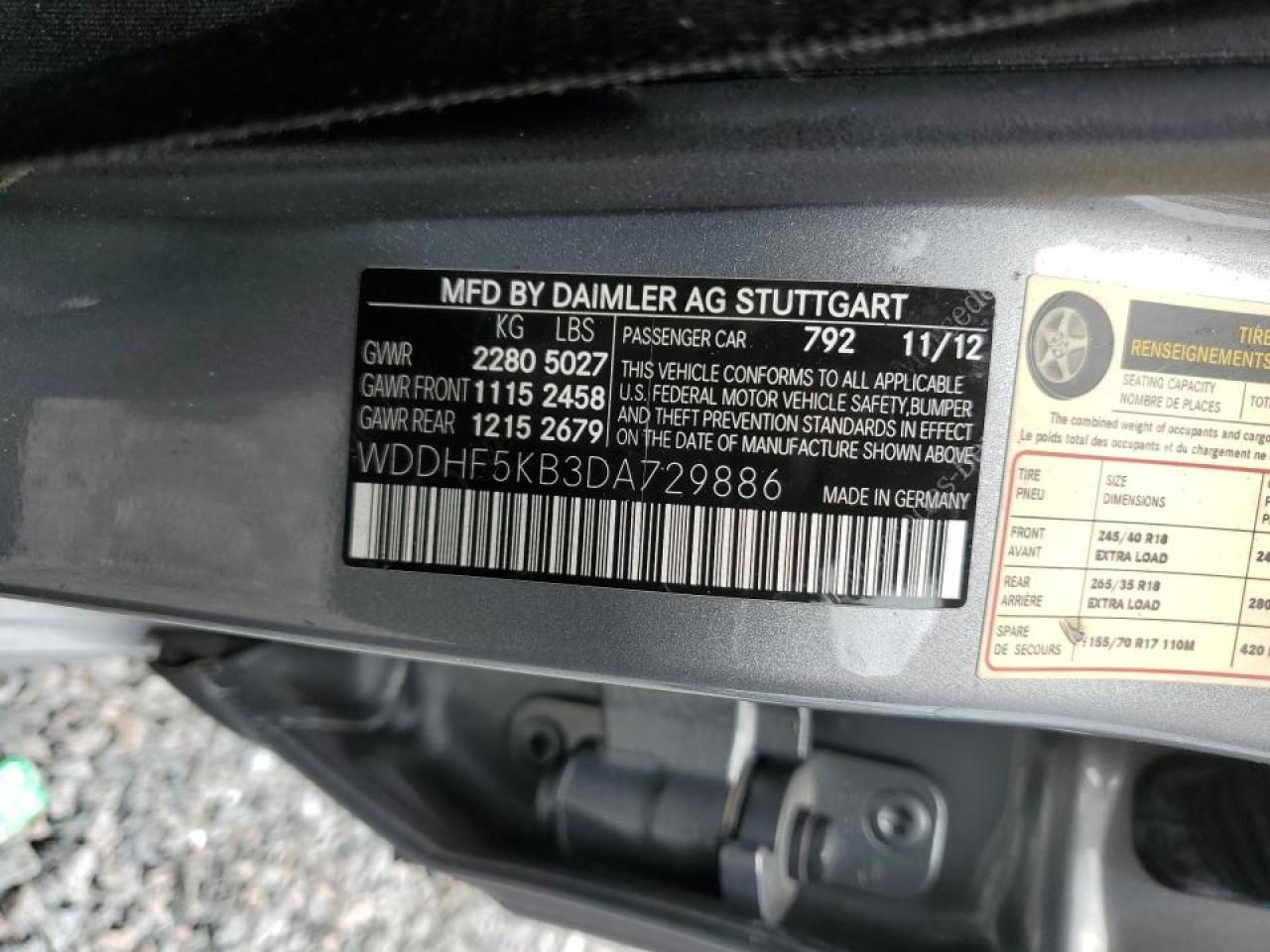 WDDHF5KB3DA729886 2013 Mercedes-Benz E 350