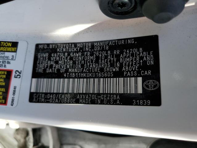 VIN 4T1B11HK0KU165605 2019 Toyota Camry, L no.12