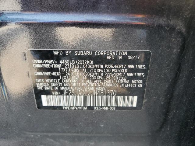 2018 SUBARU FORESTER 2 - JF2SJAGC2JH481370