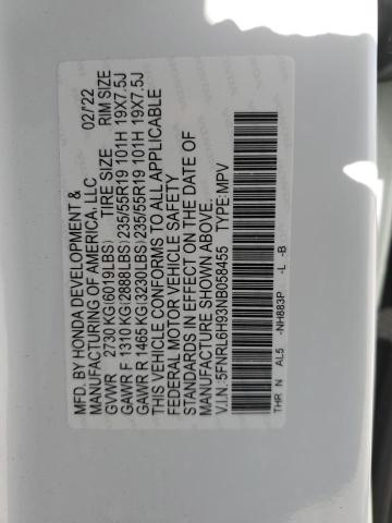 2022 Honda Odyssey Elite VIN: 5FNRL6H93NB058455 Lot: 61707194