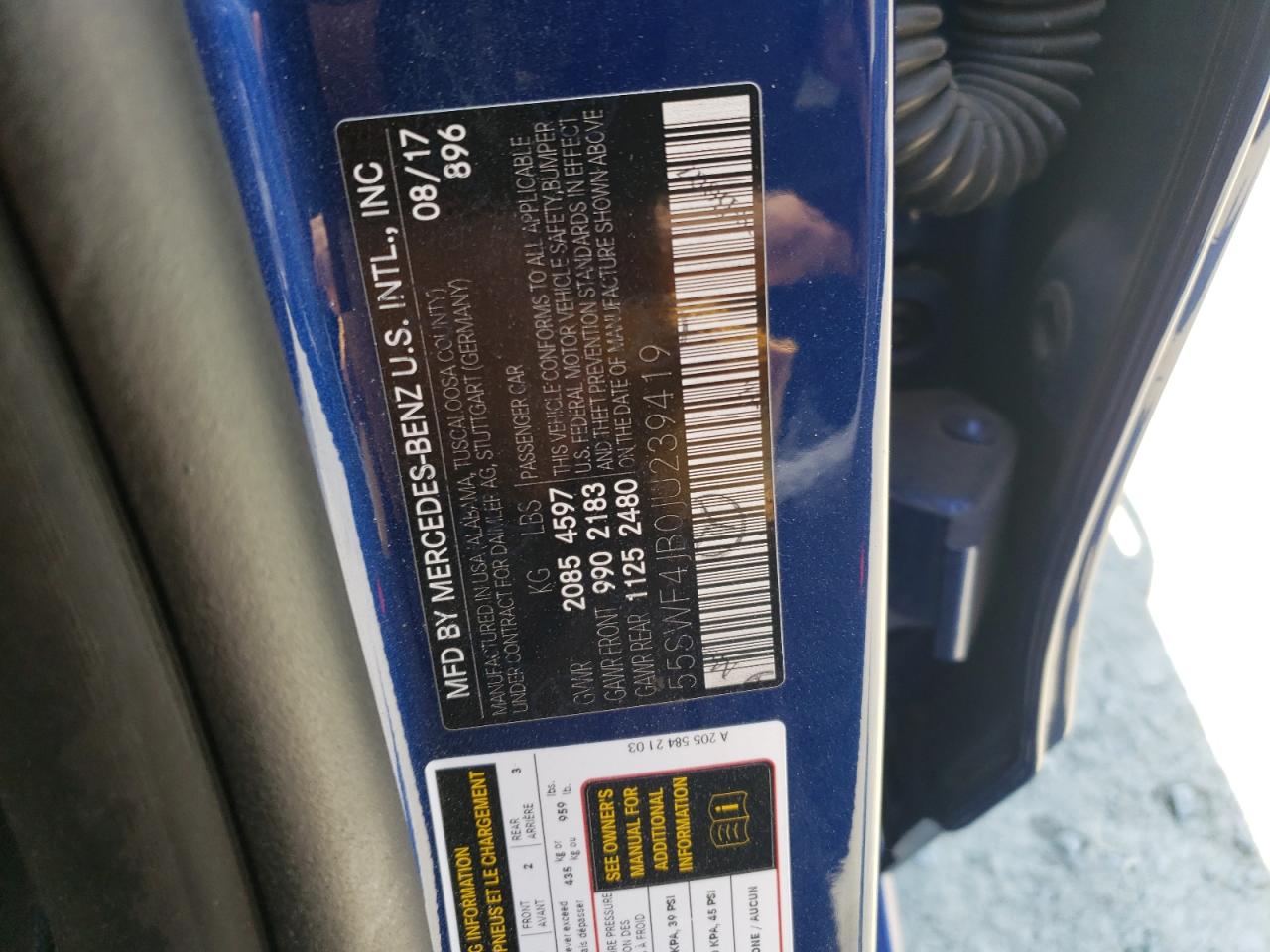 55SWF4JB0JU239419 2018 Mercedes-Benz C 300