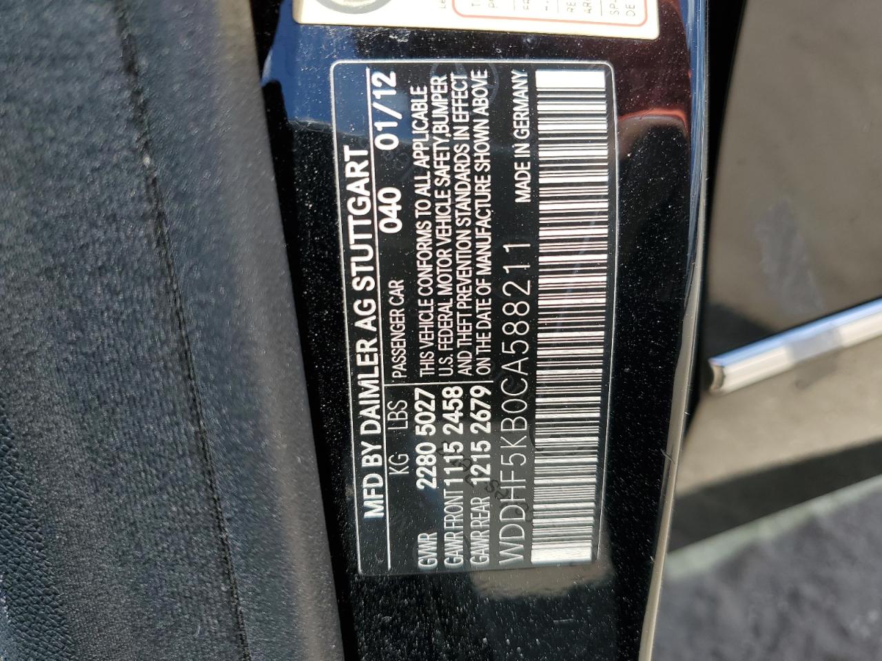 WDDHF5KB0CA588211 2012 Mercedes-Benz E 350