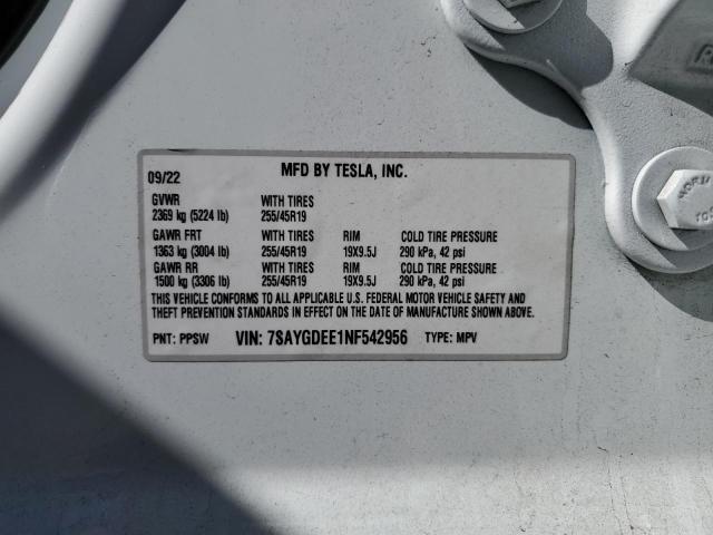 7SAYGDEE1NF542956 2022 Tesla Model Y