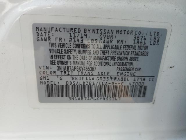 2019 Nissan Sentra S VIN: 3N1AB7AP6KY455367 Lot: 61312554