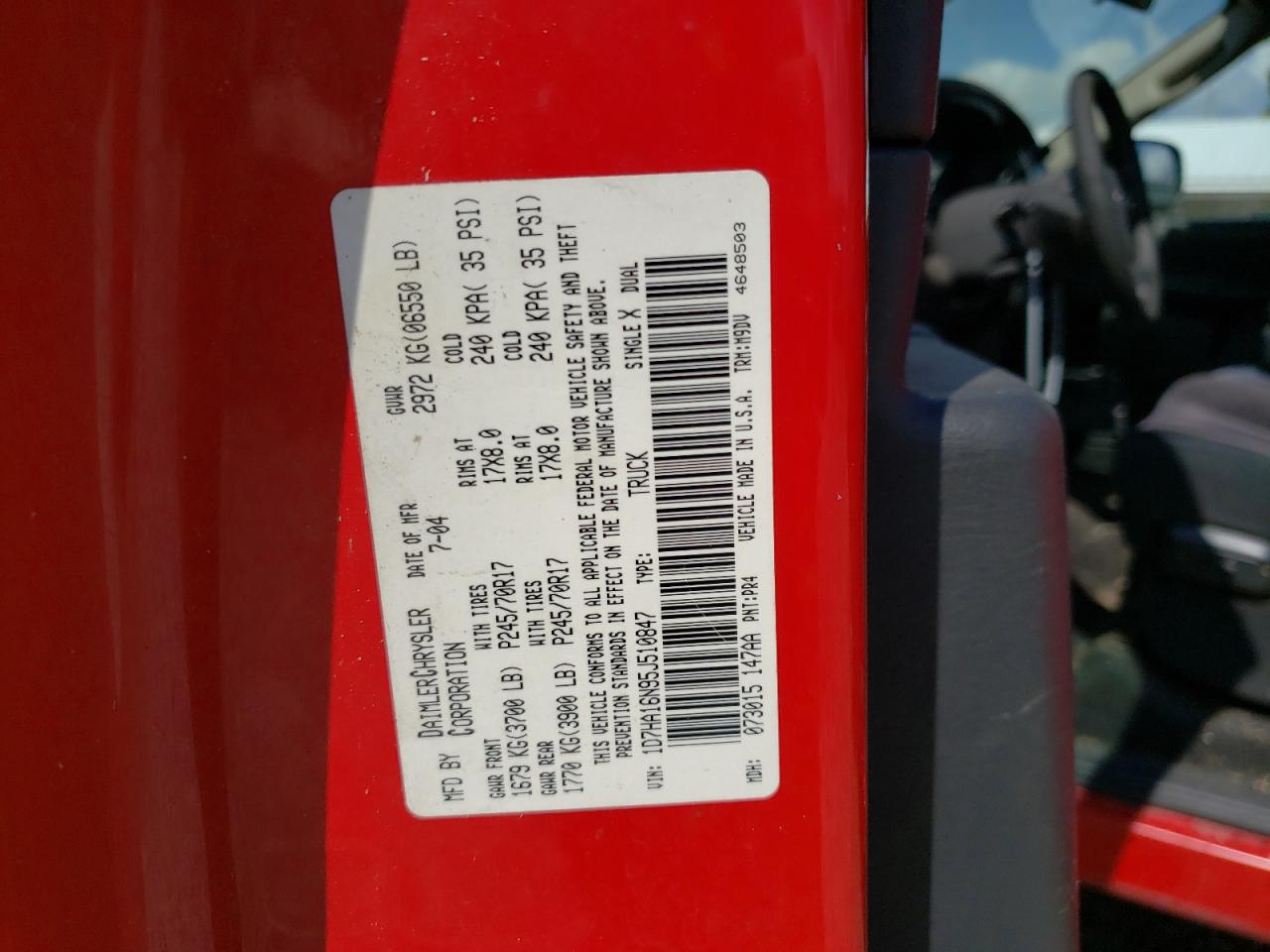 1D7HA16N95J510847 2005 Dodge Ram 1500 St