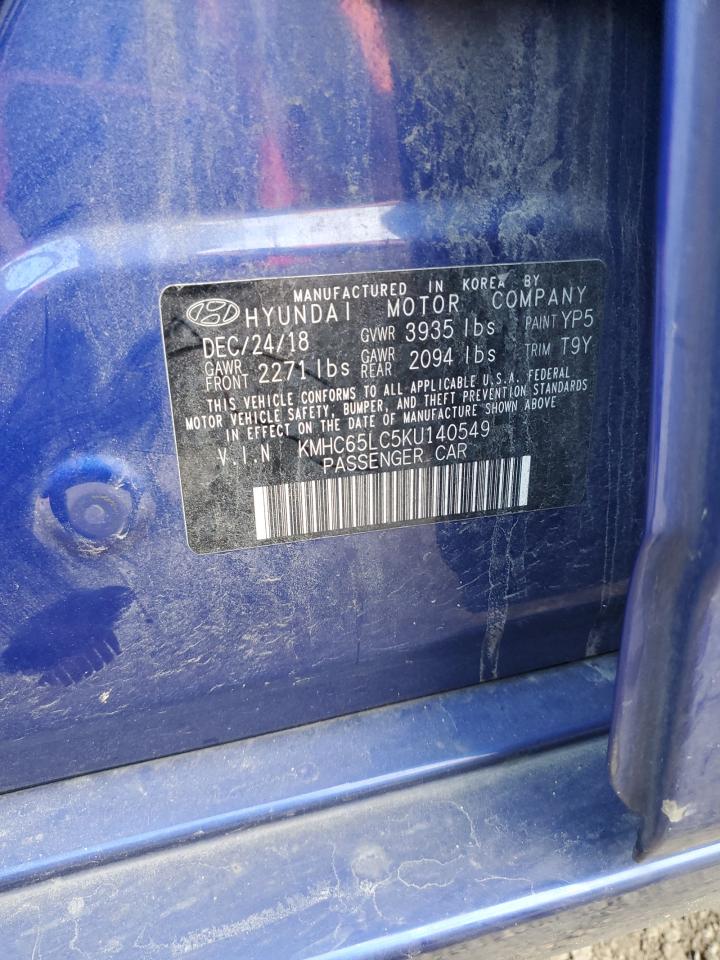 KMHC65LC5KU140549 2019 Hyundai Ioniq Blue