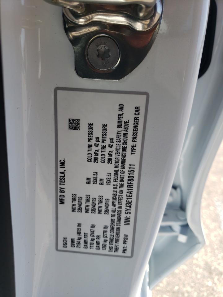 5YJ3E1EA1RF801511 2024 Tesla Model 3