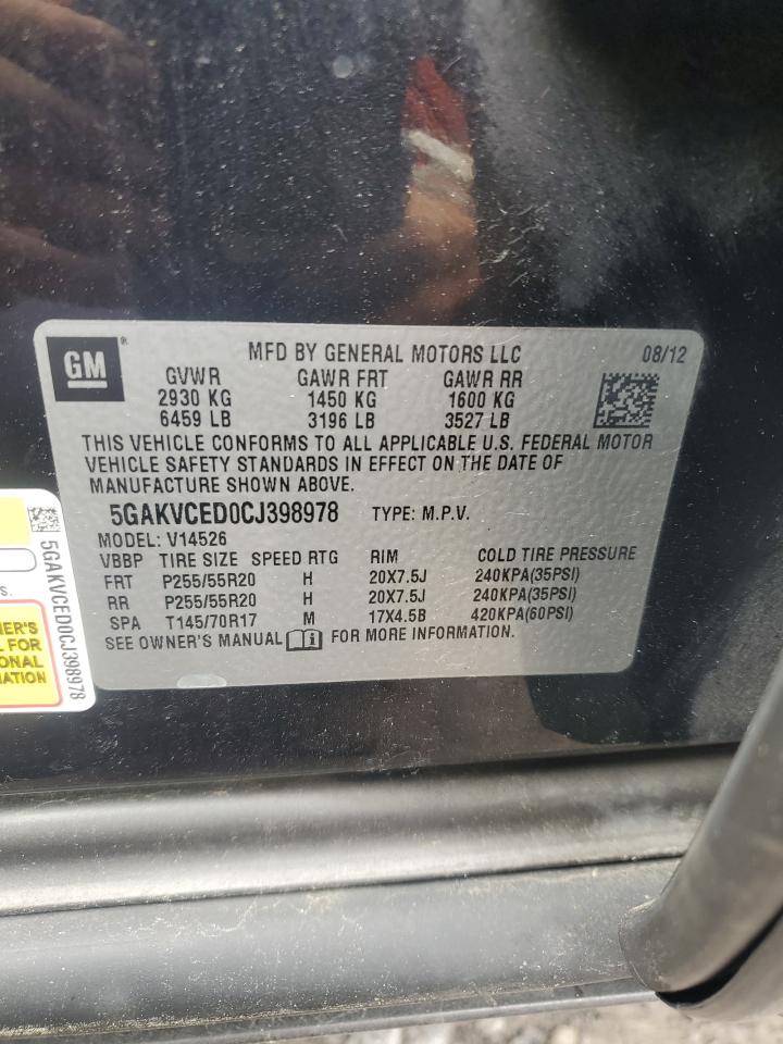 5GAKVCED0CJ398978 2012 Buick Enclave