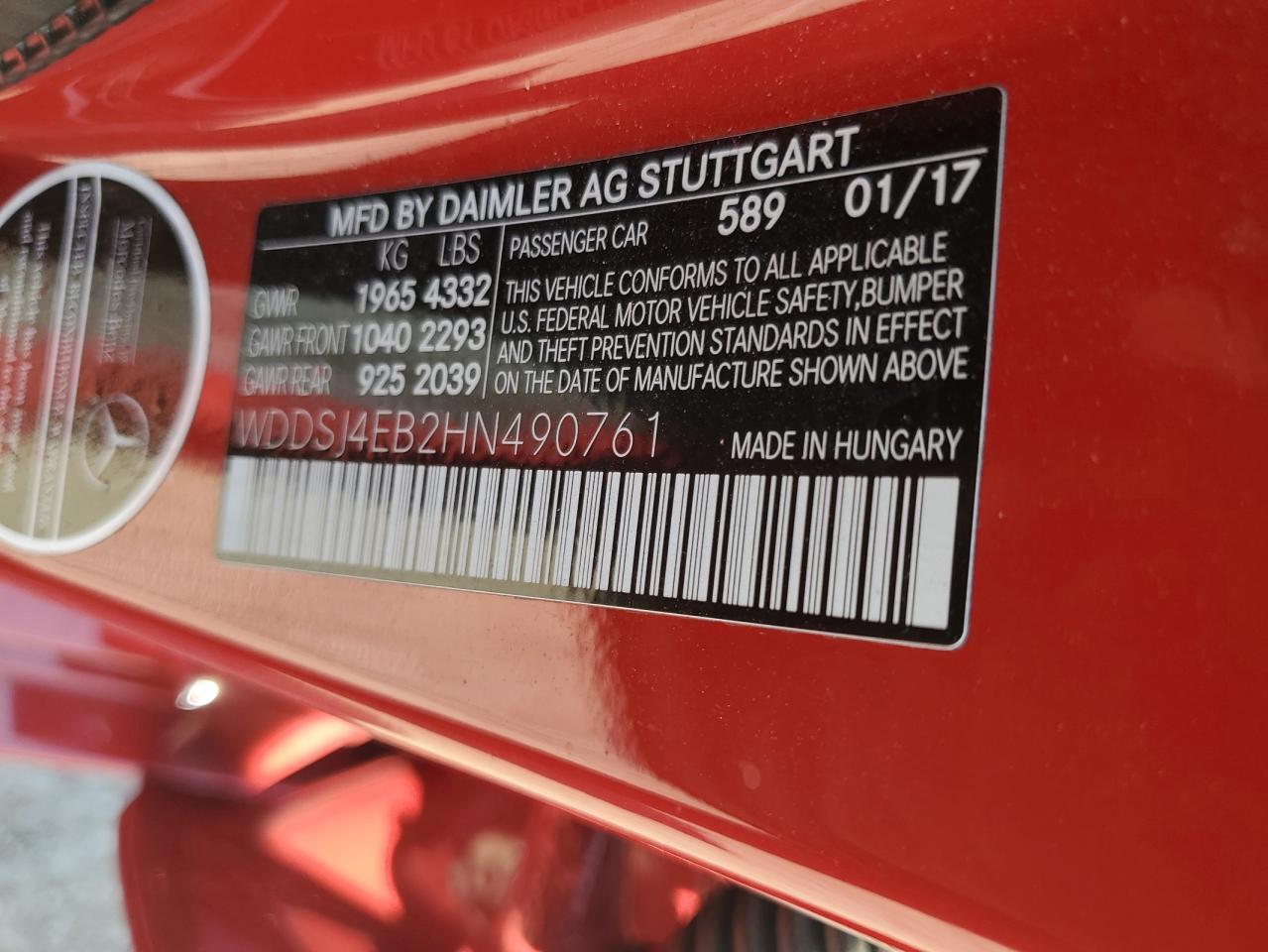 WDDSJ4EB2HN490761 2017 Mercedes-Benz Cla 250