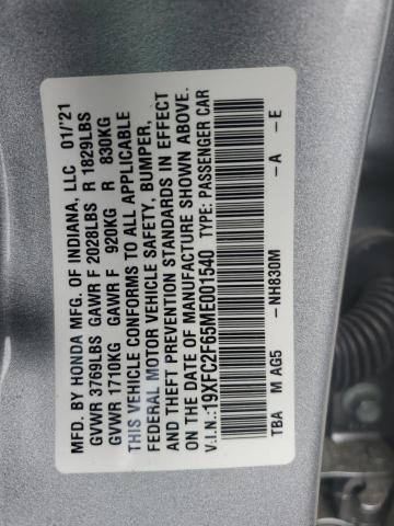 2021 HONDA CIVIC LX - 19XFC2F65ME001540