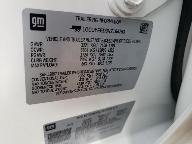 2022 CHEVROLET SILVERADO - 1GCUYEED3NZ164753