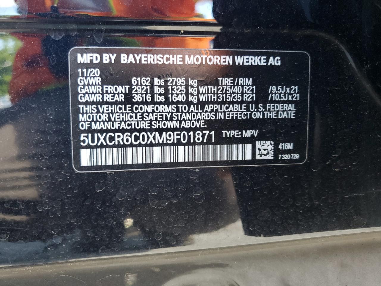 5UXCR6C0XM9F01871 2021 BMW X5 xDrive40I