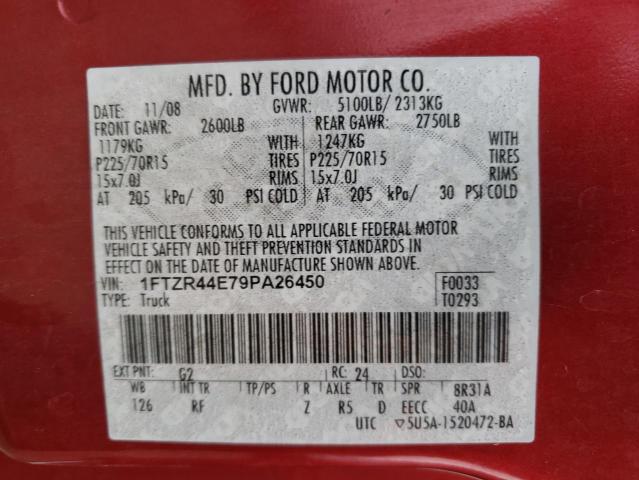 2009 Ford Ranger Super Cab VIN: 1FTZR44E79PA26450 Lot: 61782224