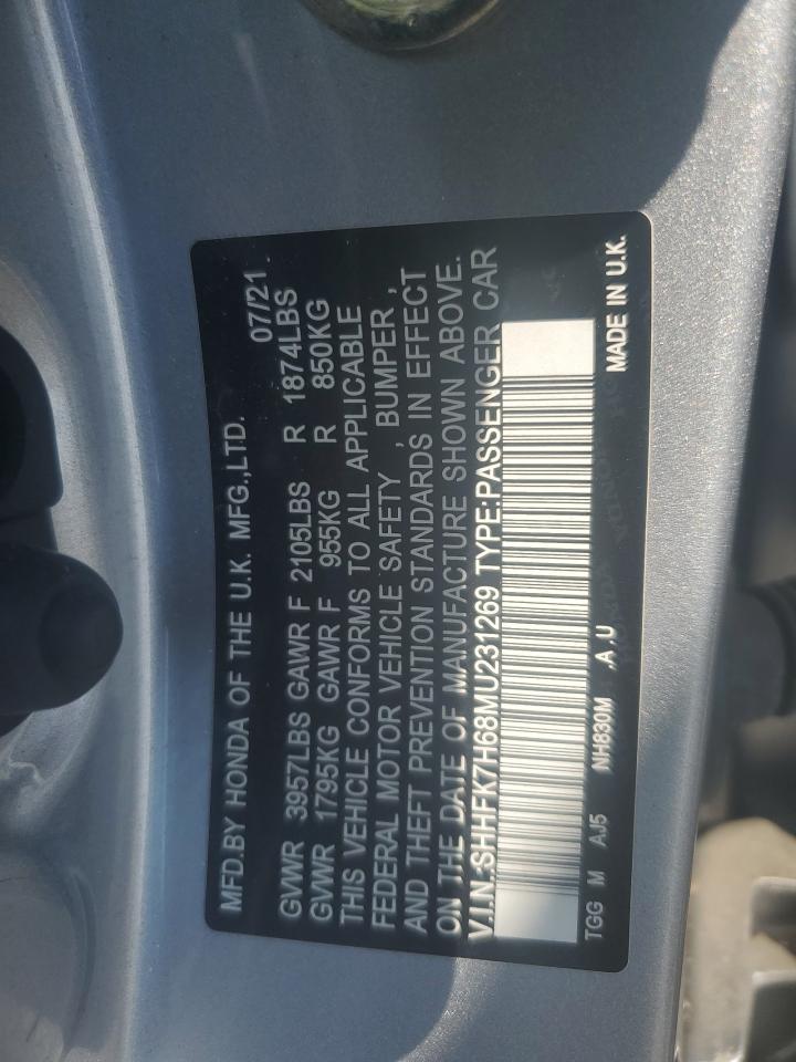 SHHFK7H68MU231269 2021 Honda Civic Ex SHHFK7H68MU231269 2021 Honda Civic Ex
