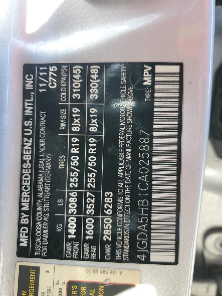 4JGDA5HB1CA025887 2012 Mercedes-Benz Ml 350 4Matic