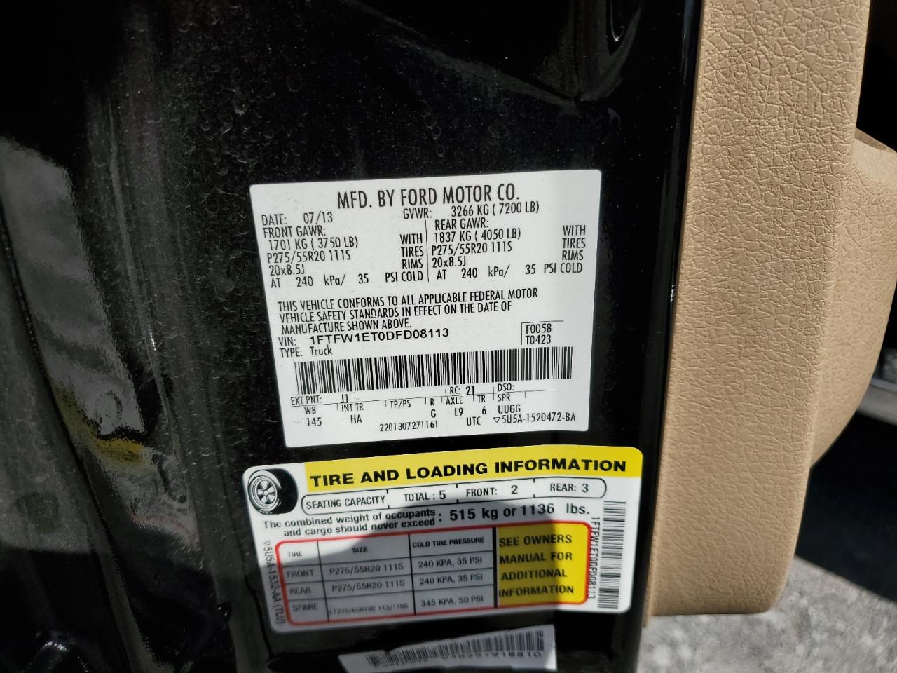 1FTFW1ET0DFD08113 2013 Ford F150 Supercrew