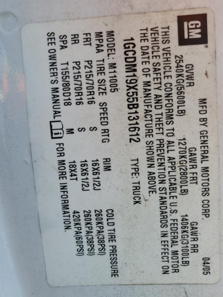 1GCDM19X55B131612 2005 Chevrolet Astro