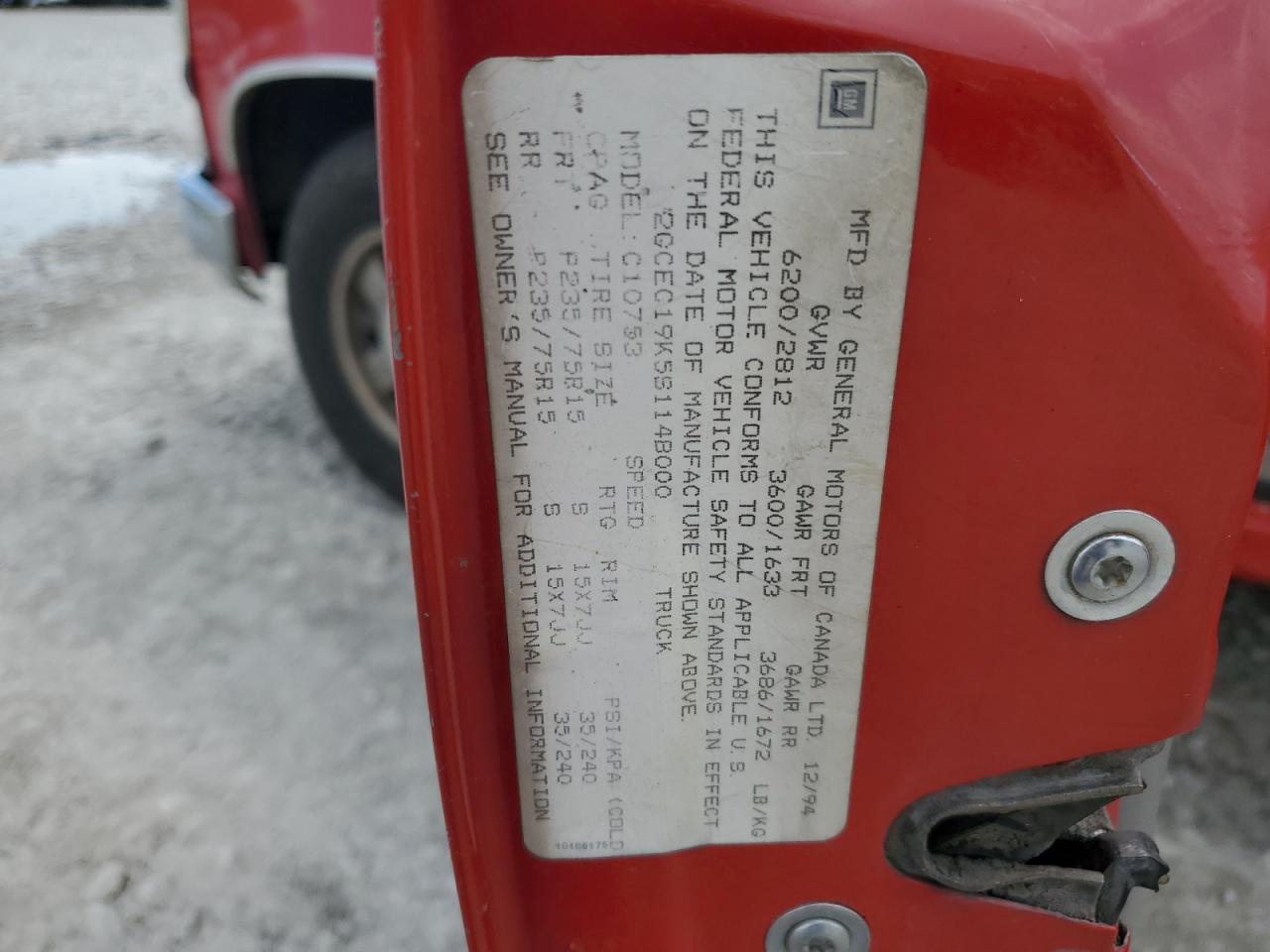 2GCEC19K5S1148000 1995 Chevrolet Gmt-400 C1500