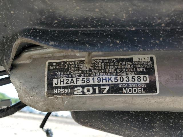 2017 HONDA NPS50 JH2AF5819HK503580