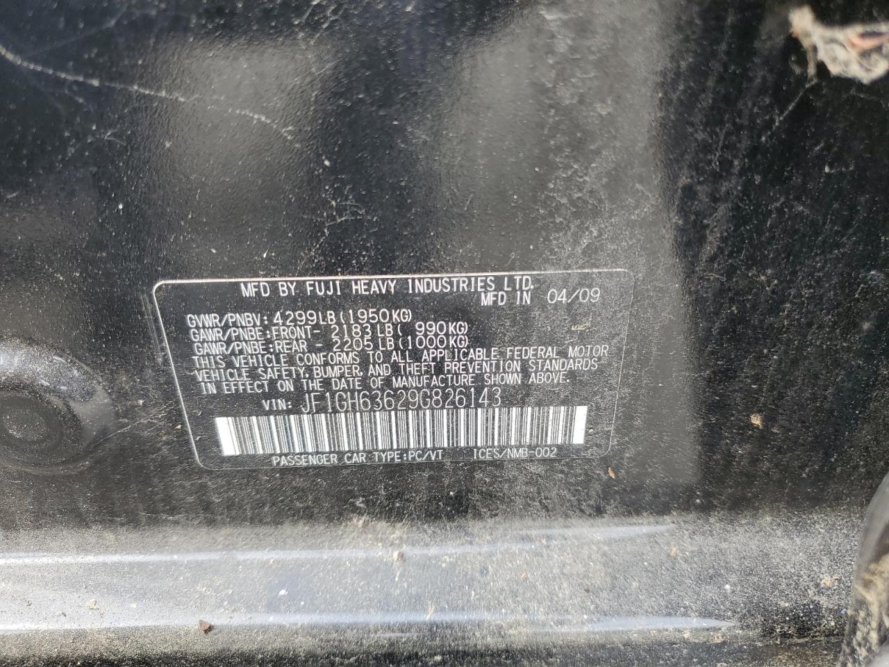 JF1GH63629G826143 2009 Subaru Impreza Outback Sport