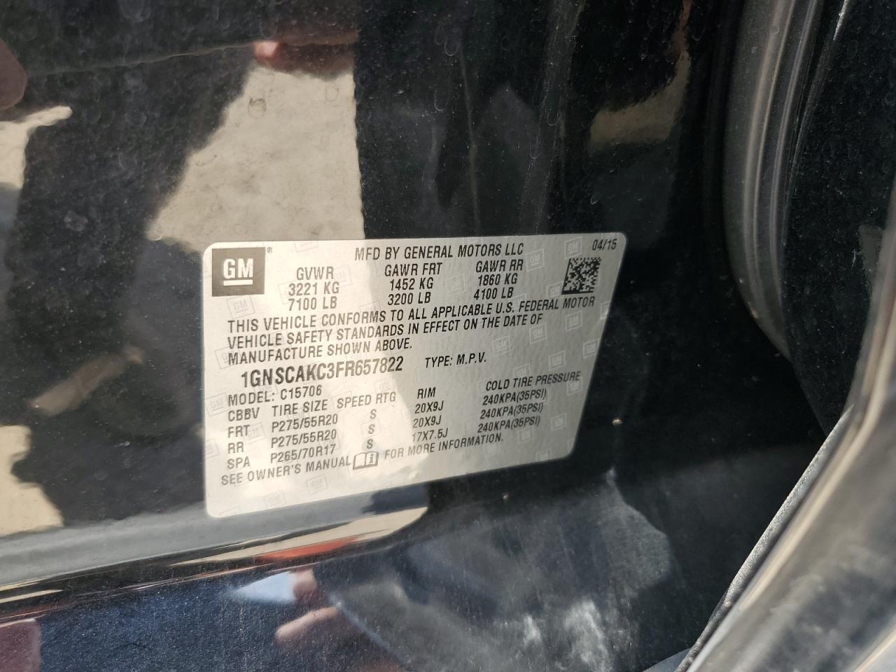 1GNSCAKC3FR657822 2015 Chevrolet Tahoe C1500 Ls