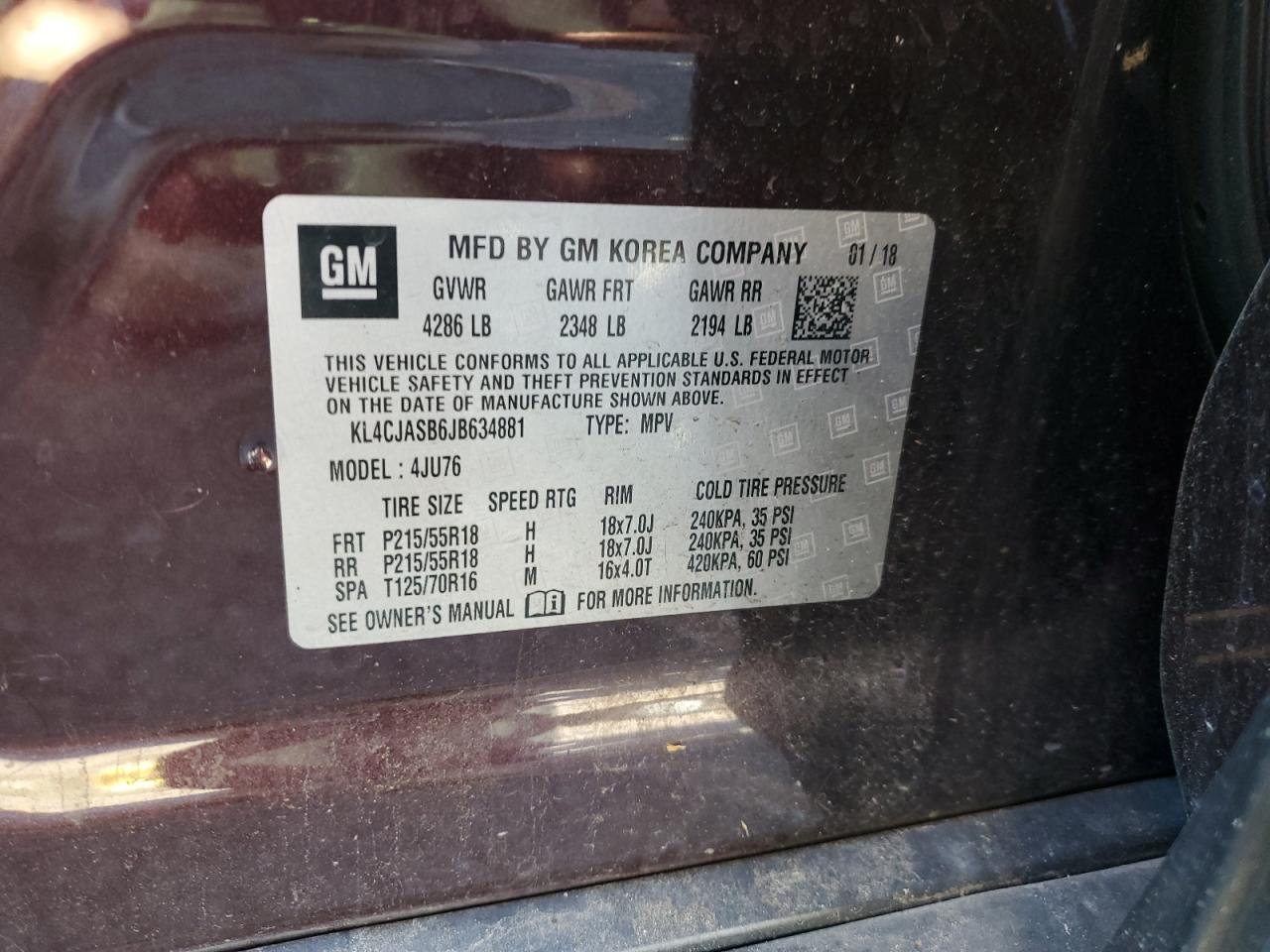 KL4CJASB6JB634881 2018 Buick Encore Preferred