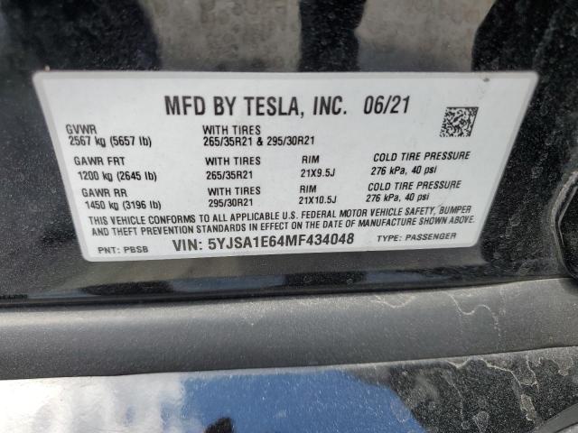 2021 TESLA MODEL S 5YJSA1E64MF434048