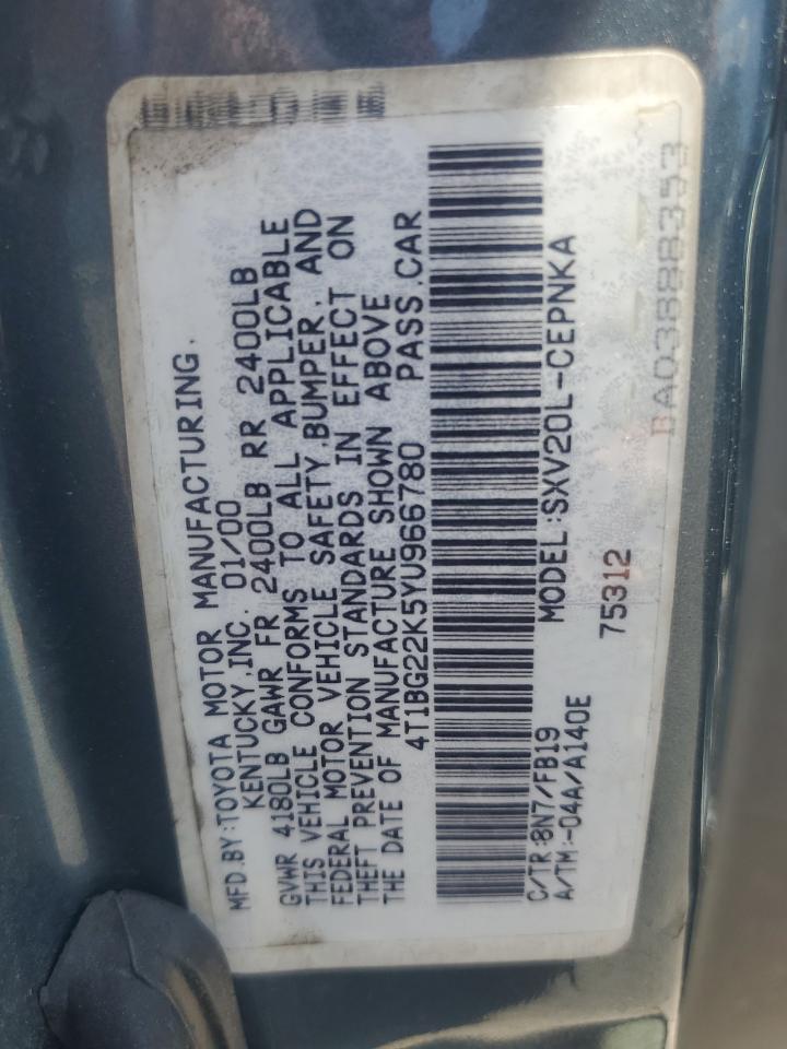4T1BG22K5YU966780 2000 Toyota Camry Ce
