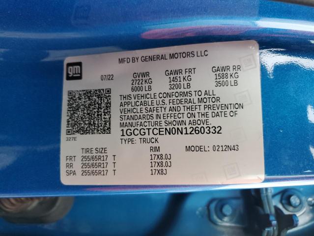 2022 CHEVROLET COLORADO L - 1GCGTCEN0N1260332