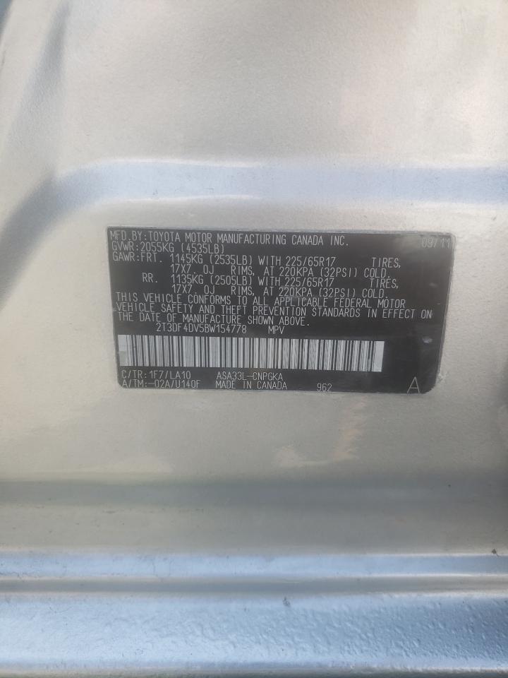 2T3DF4DV5BW154778 2011 Toyota Rav4 Limited