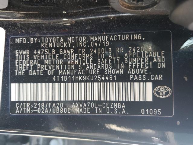 VIN 4T1B11HK9KU254461 2019 Toyota Camry, L no.12