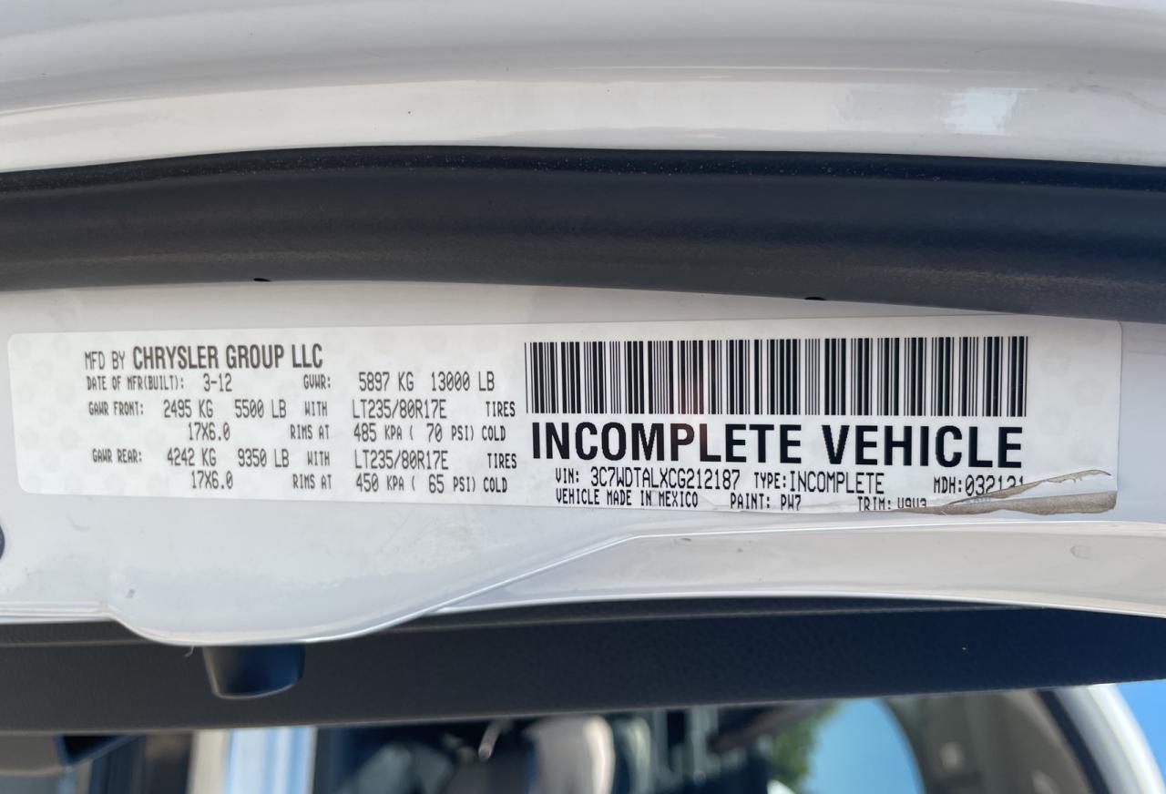 3C7WDTALXCG212187 2012 Dodge Ram 3500 St
