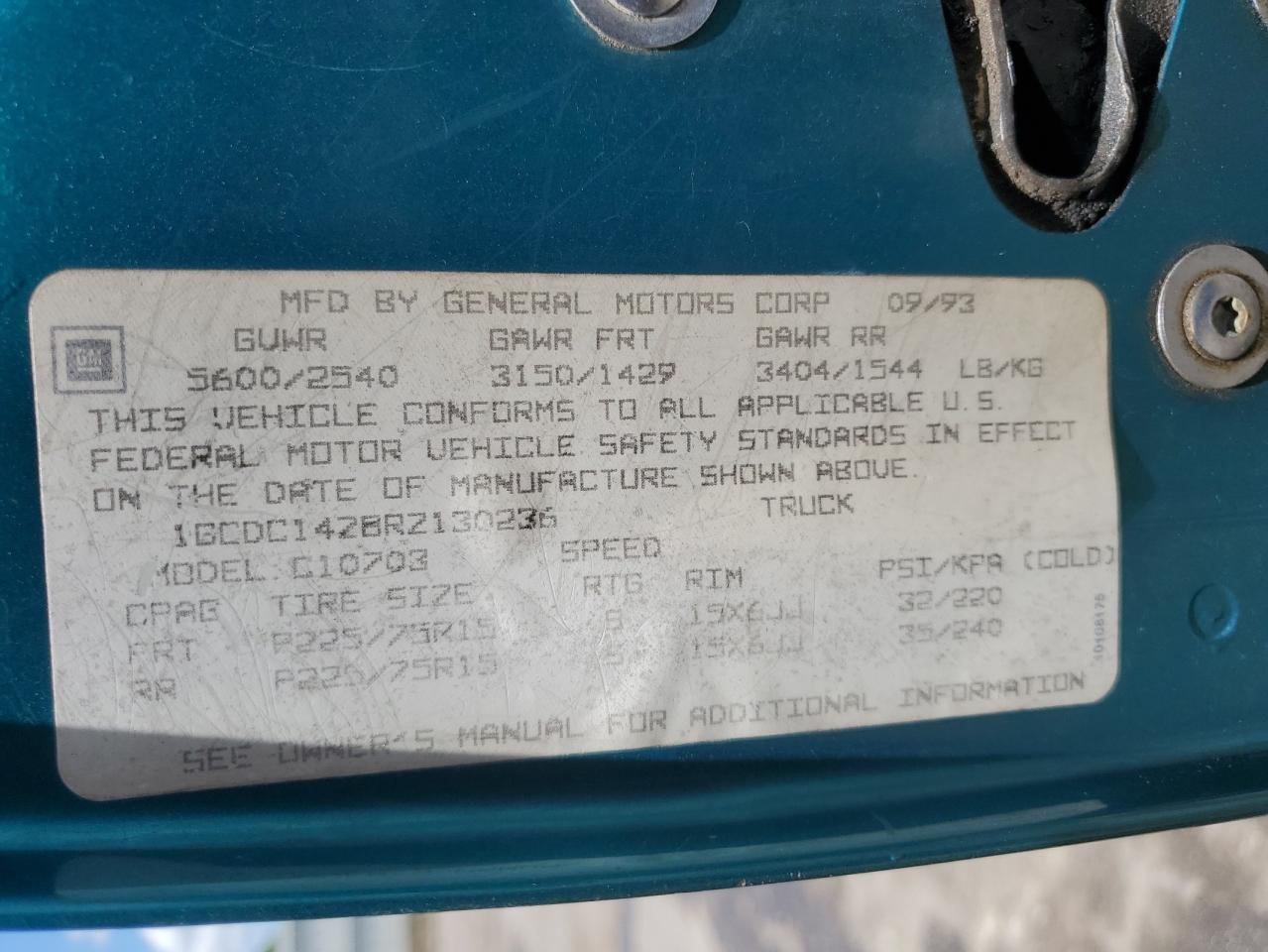 1GCDC14Z8RZ130236 1994 Chevrolet Gmt-400 C1500