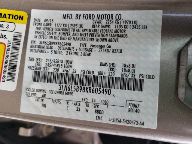 VIN 3LN6L5B98KR605490 2019 Lincoln MKZ no.12