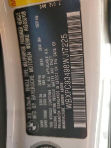 2008 BMW X3 3.0Si VIN: WBXPC93498WJ17225 Lot: 62305124