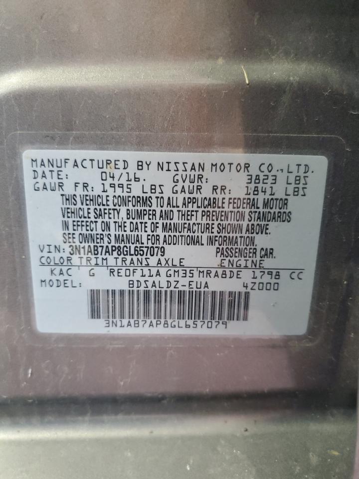 3N1AB7AP8GL657079 2016 Nissan Sentra S