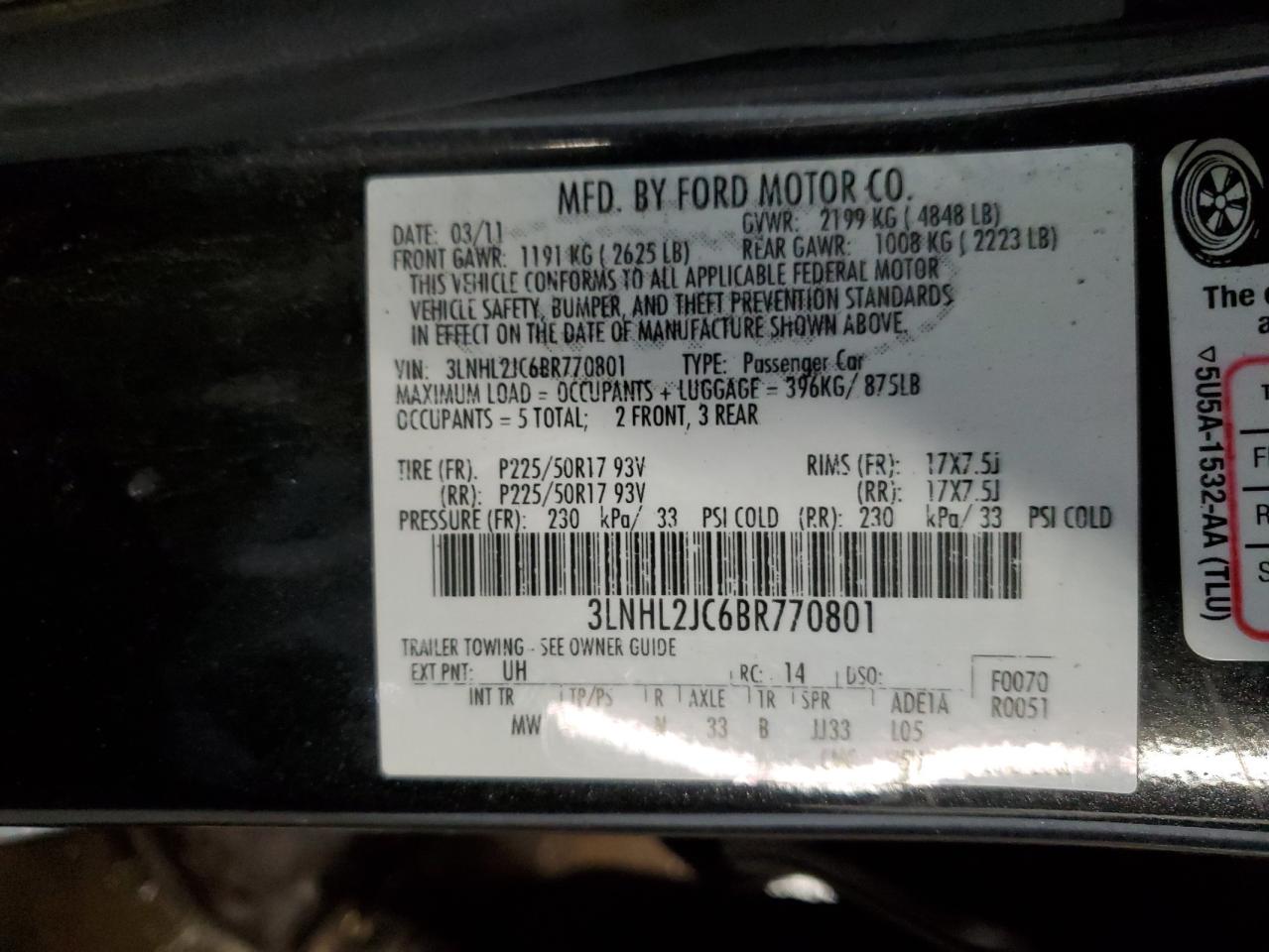3LNHL2JC6BR770801 2011 Lincoln Mkz