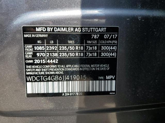 VIN WDCTG4GB6JJ419015 2018 Mercedes-Benz GLA-Class,... no.13