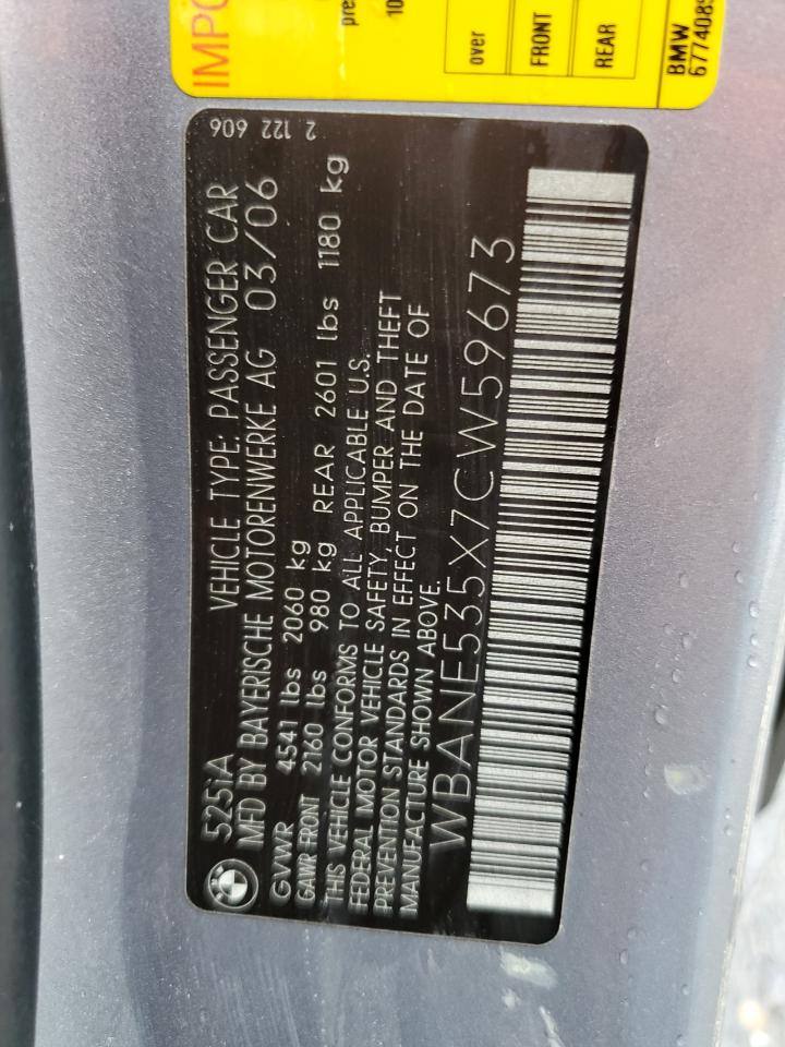 WBANE535X7CW59673 2007 BMW 525 I