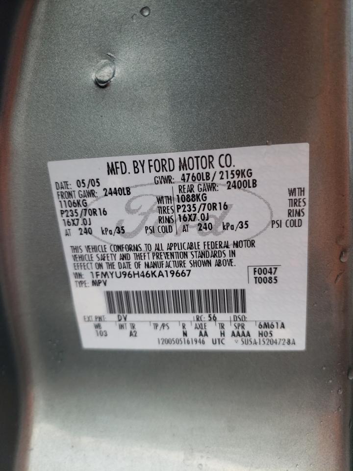 1FMYU96H46KA19667 2006 Ford Escape Hev