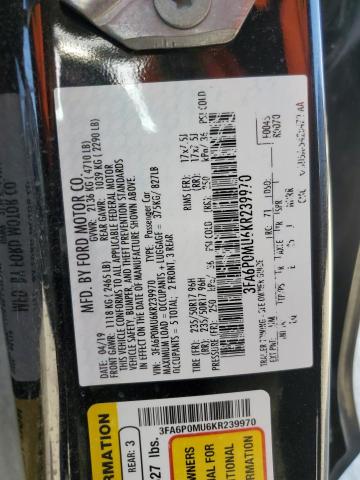 2019 FORD FUSION SEL - 3FA6P0MU6KR239970
