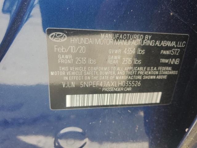 2020 Hyundai Sonata Sel VIN: 5NPEF4JAXLH035526 Lot: 60344994