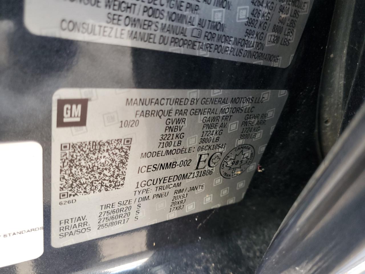 1GCUYEED0MZ131806 2021 Chevrolet Silverado K1500 Rst